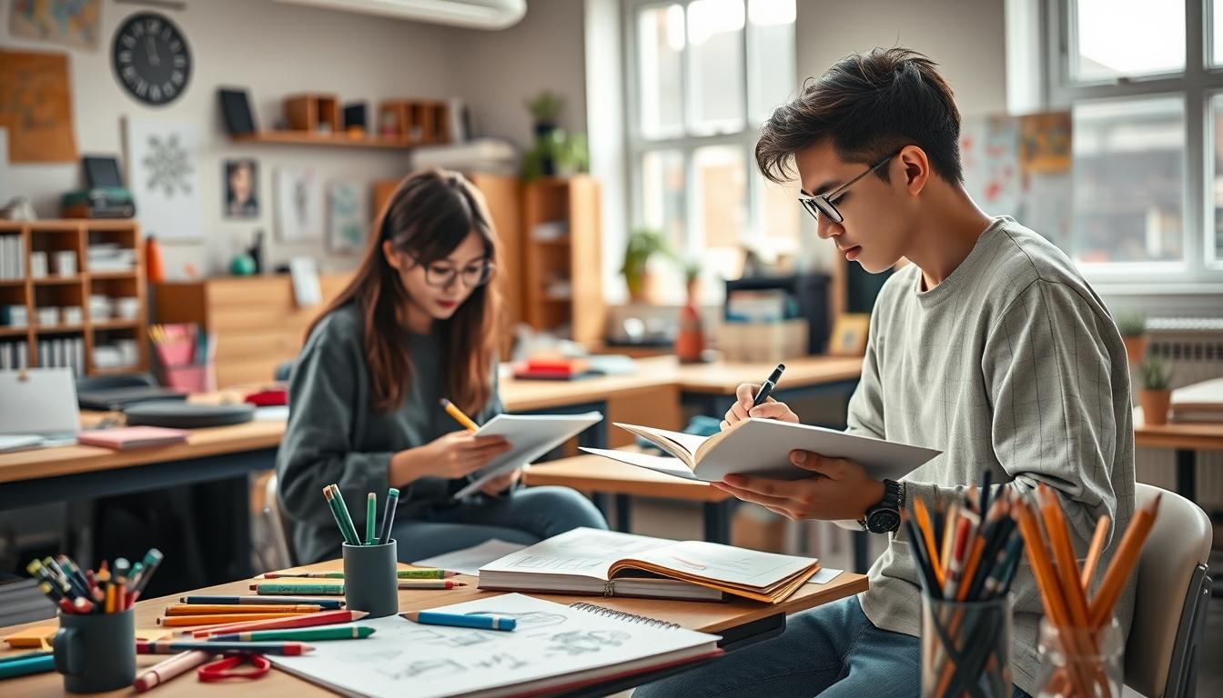 Structured study materials and learning resources on a desk